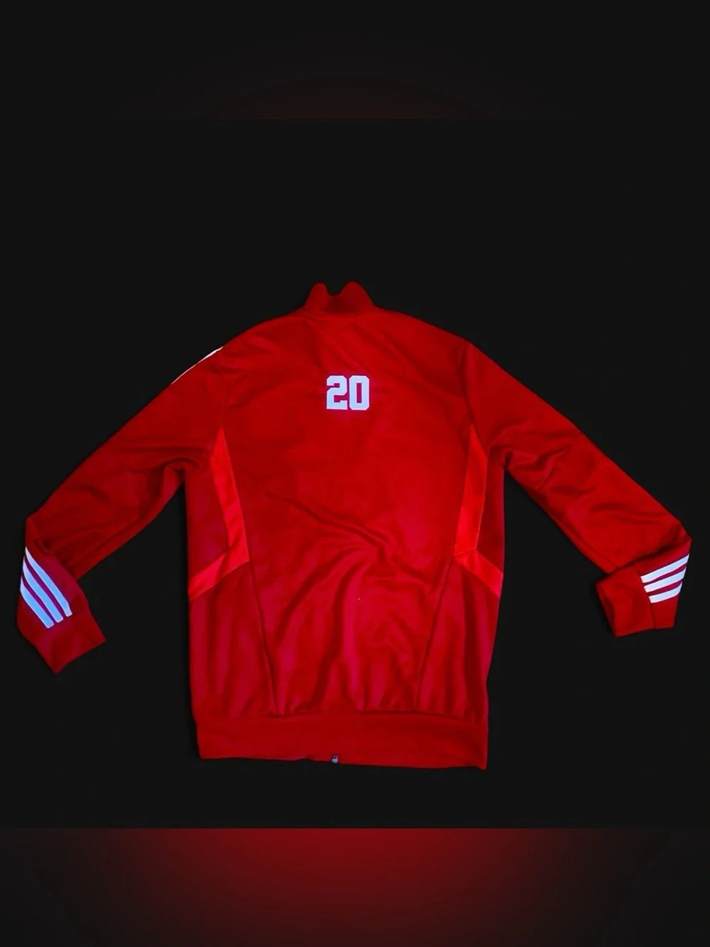 adidas Kids Red Full-Zip Track Jacket with White Stripes